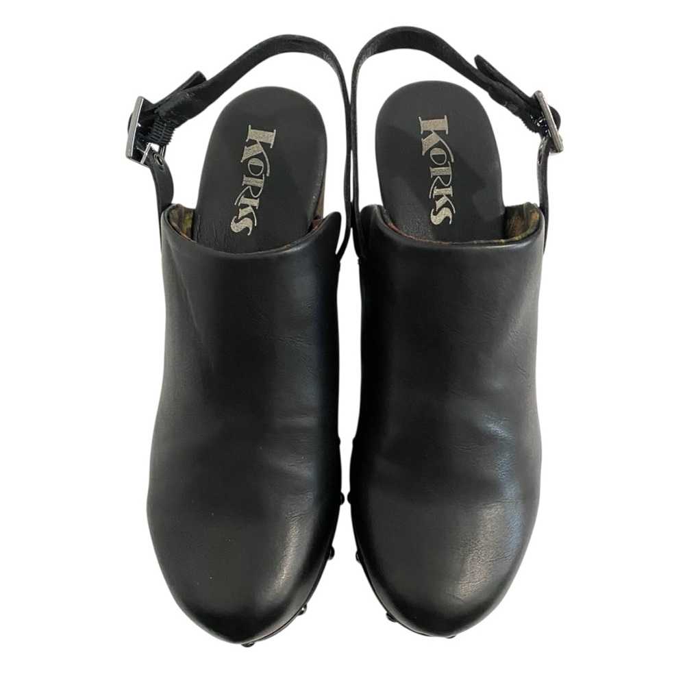 Kork-Ease Korks New Slingback Heel Clogs Black Studded Size 9 Vegan Leather - Picture 7 of 14